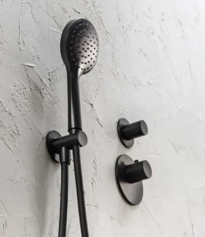 SB AESTHETICS Round Unterputz-Thermostatarmatur mit 2 Ausgängen / Absperr- und Umstellventil Schwarz matt 1208954916