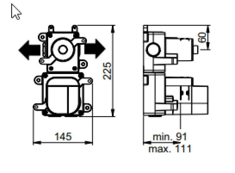 SB AESTHETICS Round Unterputz-Thermostatarmatur mit 2 Ausgängen / Absperr- und Umstellventil Schwarz matt 1208954916