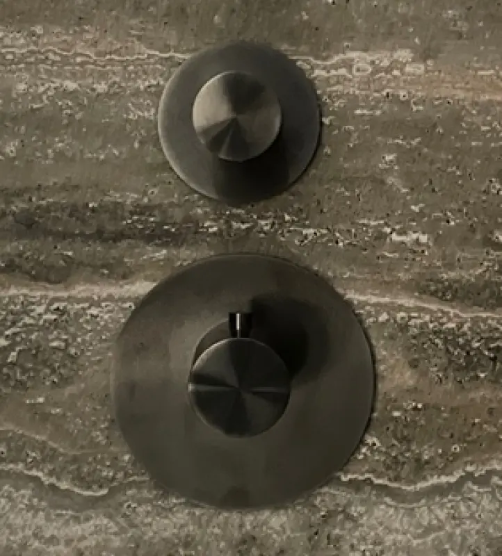 SB 316 AESTHETICS Round Unterputz-Thermostatarmatur mit 2 Ausgängen / Absperr- und Umstellventil PVD Gun Metal gebürstet 1208954918