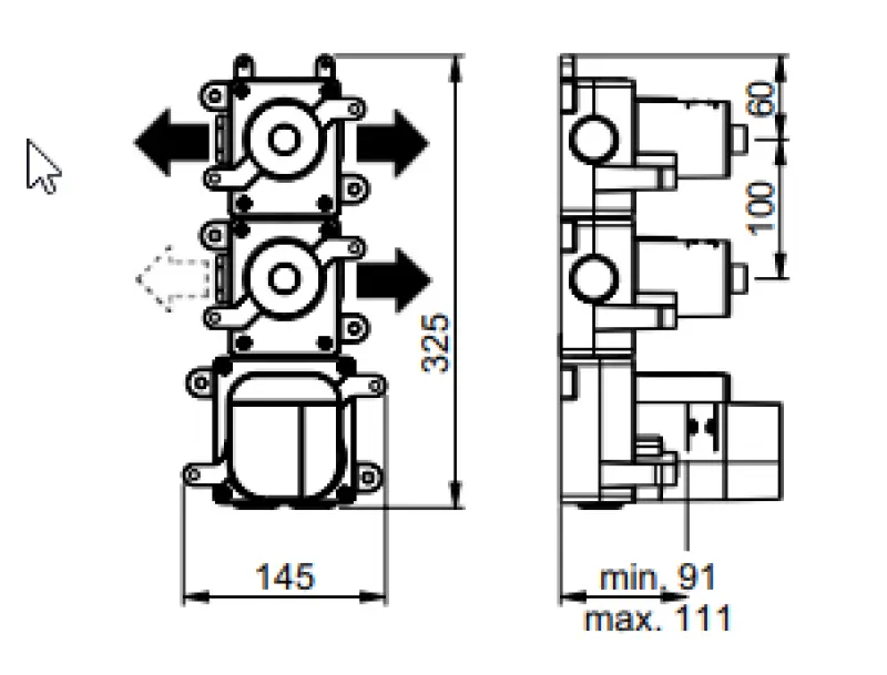 SB 316 AESTHETICS Round Unterputz-Thermostatarmatur mit 3 Ausgängen mit Umsteller und Absperrventil PVD-Kupfer gebürstet 1208954950