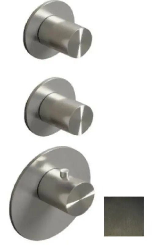 SB 316 AESTHETICS Round Unterputz-Thermostatarmatur mit 3 Ausgängen mit Umsteller und Absperrventil PVD Gun Metal gebürstet 1208954952