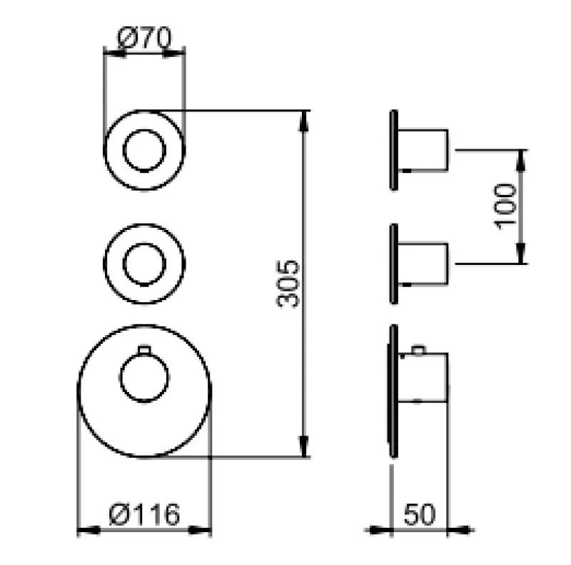 SB 316 AESTHETICS Round Unterputz-Thermostatarmatur mit 4 Ausgängen/ 2x Absperr- und Umstellventil PVD Gold gebürstet 1208954958