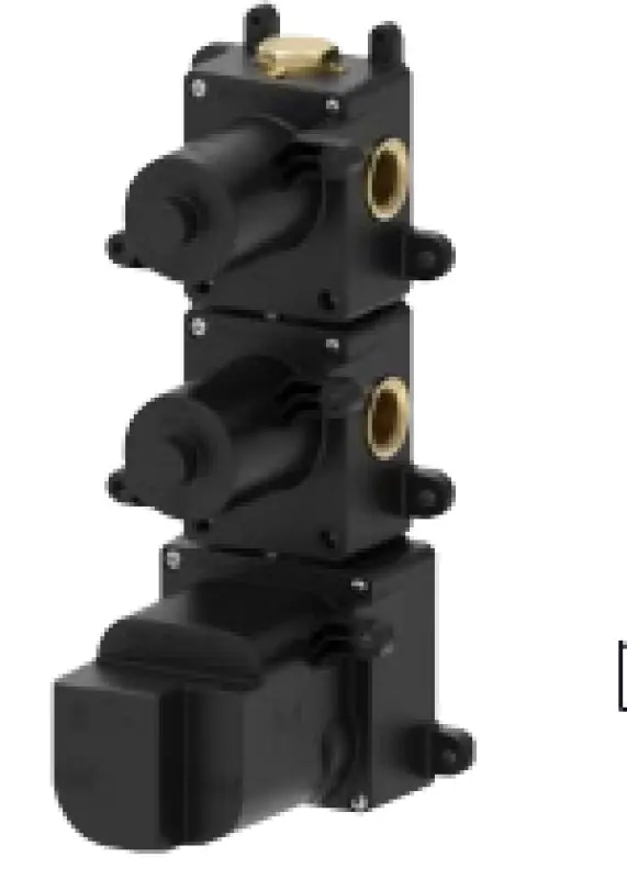 SB 316 AESTHETICS Round Unterputz-Thermostatarmatur mit 4 Ausgängen/ 2x Absperr- und Umstellventil PVD Gold gebürstet 1208954958