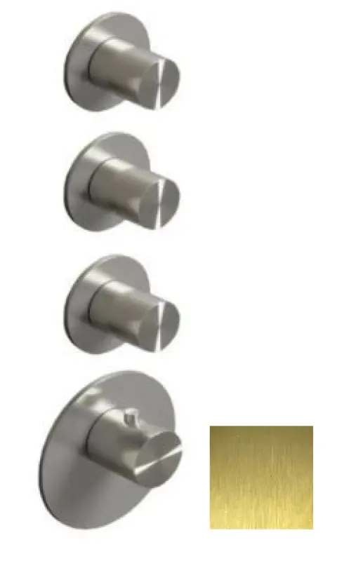 SB 316 AESTHETICS Round Unterputz-Thermostatarmatur mit 3 Ausgängen/ 3x Absperrventil PVD Gold gebürstet 1208954966