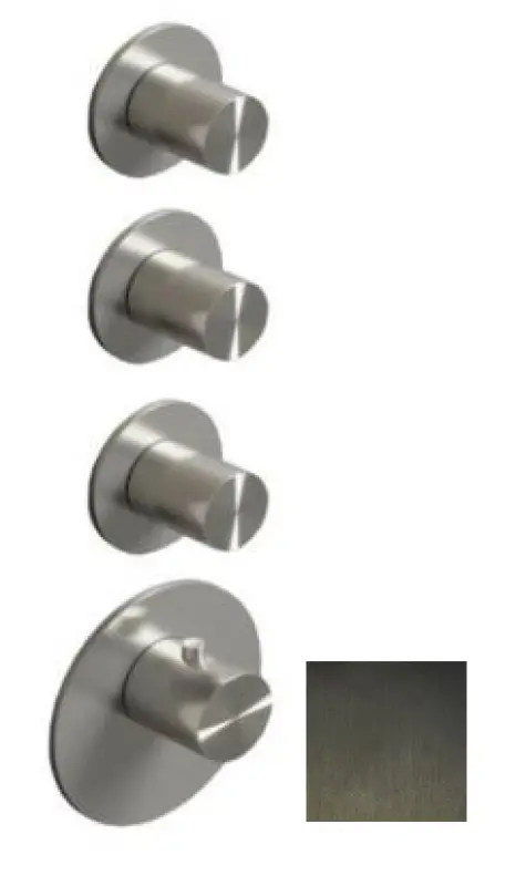 SB 316 AESTHETICS Round Unterputz-Thermostatarmatur mit 3 Ausgängen/ 3x Absperrventil PVD Gun Metal gebürstet 1208954967