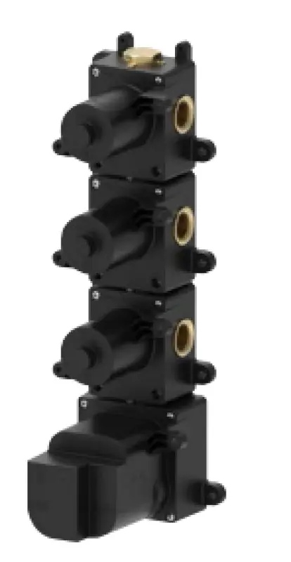 SB AESTHETICS Round Unterputz-Thermostatbatterie mit 3 Ausgängen/ 3x Absperrhahn Schwarz matt 11208954969
