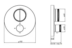 SB Push Round Unterputz-Thermostatbatterie mit Druckknopf-Umsteller und Mengenregler Weiß matt 1208955067