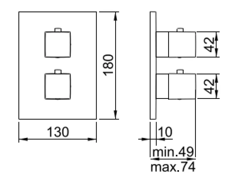 SB Universale Square Unterputz-Thermostatbatterie mit 2 Ausgängen PVD-Kupfer 1208955149