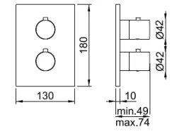 SB Universal Round on Square Unterputz-Thermostatbatterie mit 2 Ausgängen PVD Gun Metal 1208955161