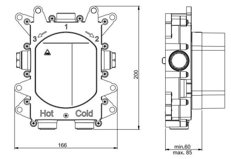 SB Universale Round Unterputz-Thermostatarmatur mit 2 Ausgängen Schwarz matt 1208955164