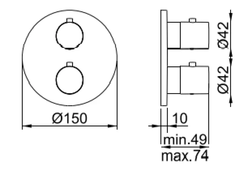 SB Universale Round Unterputz-Thermostatbatterie mit 2 Ausgängen PVD Gun Metal 1208955168