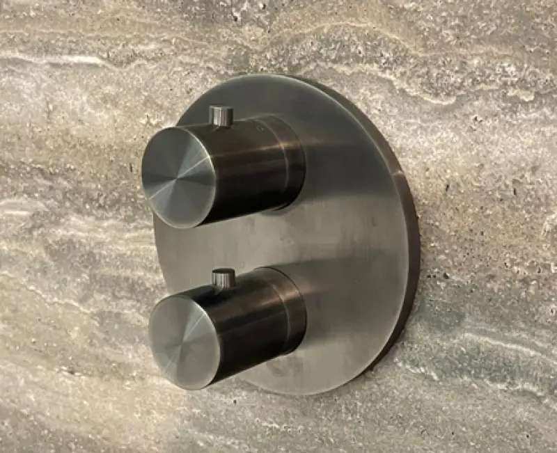 SB Universale Round Unterputz-Thermostatbatterie mit 2 Ausgängen PVD Gun Metal 1208955168