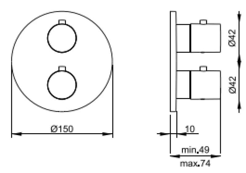 SB Universale Round Unterputz-Thermostatarmatur mit 2 Ausgängen, komplett aus Edelstahl 316, 1208955193