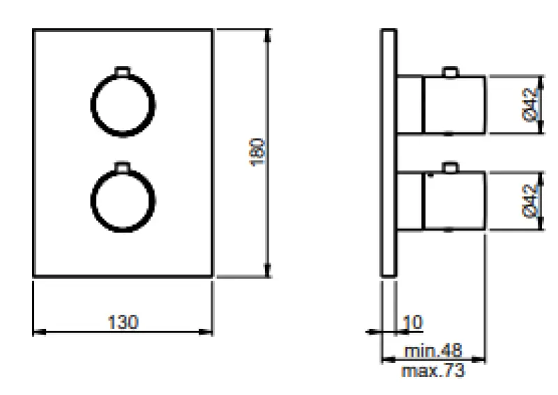 SB Universale Round on Square Unterputz-Thermostatarmatur mit 1 Ausgang, komplett aus Edelstahl 316, 1208955194