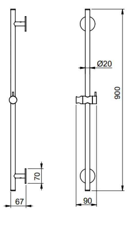 SB Rubinetterie Universale L900 Gleitstange PVD Gold 316 1208955241