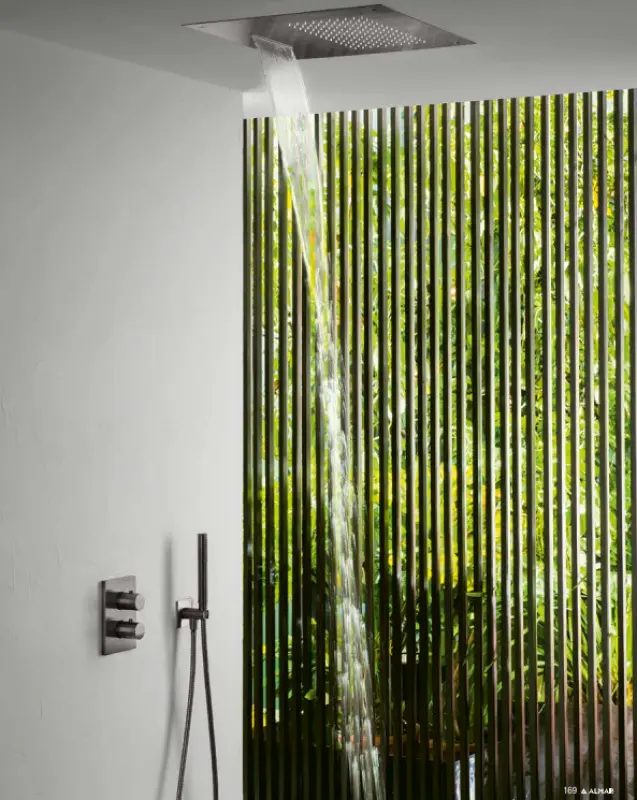 SB Square 316 Einbau-Regendusche mit Wellenstrahl 38x38cm PVD Gun Metal 1208955326