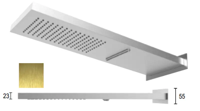 SB Square 316 Regendusche mit Wandanschluss und Wasserfall PVD Gold 1208955331