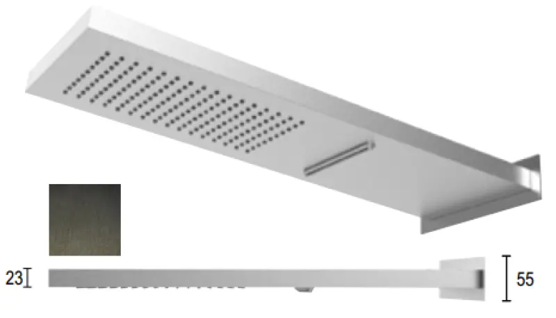 SB Square 316 Regendusche mit Wandanschluss und Wasserfall PVD Gun Metal 1208955332