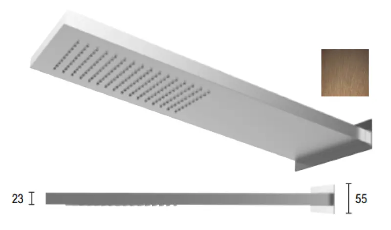 SB Square 316 Regendusche mit Wandanschluss Kopfbrause PVD Kupfer 1208955333