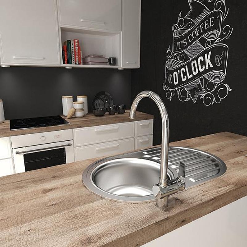 Ausmann Basic Rundspüle mit Abtropffläche Edelstahl 77x50 cm inkl. Siphon 1208955523