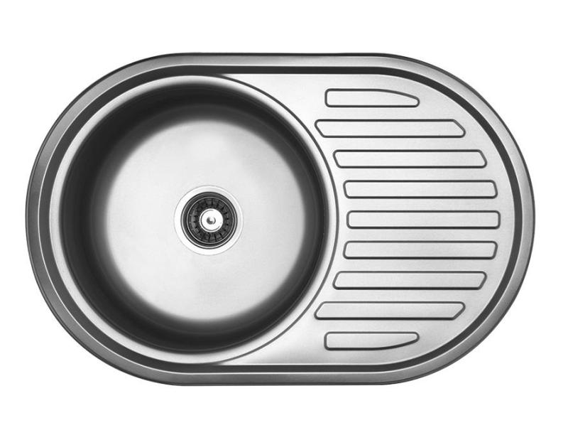 Ausmann Basic Rundspüle mit Abtropffläche Edelstahl 77x50 cm inkl. Siphon 1208955523