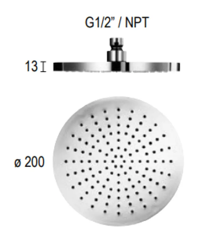 SB Round Regendusche, Duschkopf Kunststoff 20 cm, Chrom 1208955599