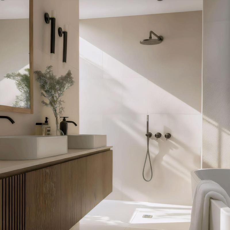 Waterevolution Flow Unterputz-Duschset mit Thermostat Regendusche und Handbrause Gun Metal