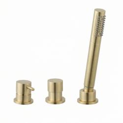 Waterevolution Flow 3-Loch-Wannenbatterie für Wannenrandmontage PVD Gebürstetes Hellgold T138WGE