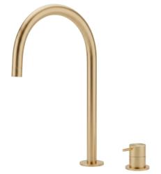 Waterevolution Flow 2-Loch-Waschtischarmatur mit hohem U 200 mm Auslauf Light Gold T1122UWGE
