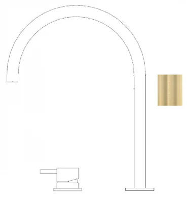 Waterevolution Flow 2-Loch-Waschtischarmatur mit hohem U 200 mm Auslauf Light Gold T1122UWGE