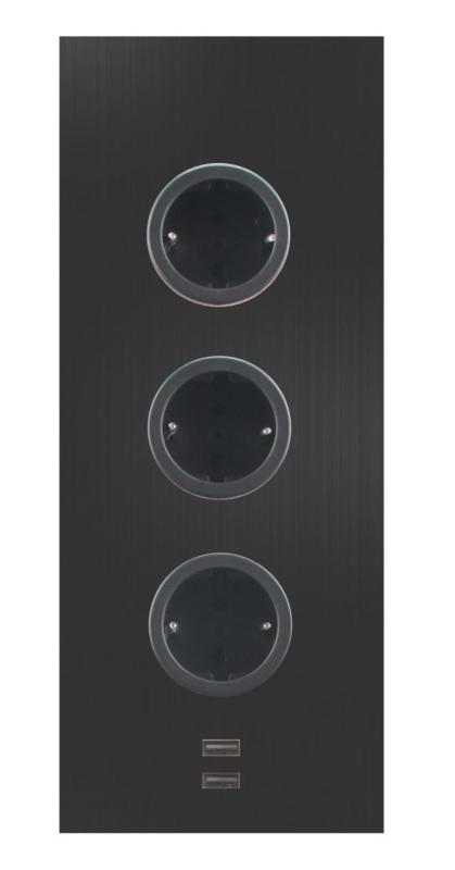 Indux Corner Energie-Säule mit 3 Steckdosen, Schutzkontakt und doppeltem USB-A&amp;C-Ladegerät, schwarz 1208955899