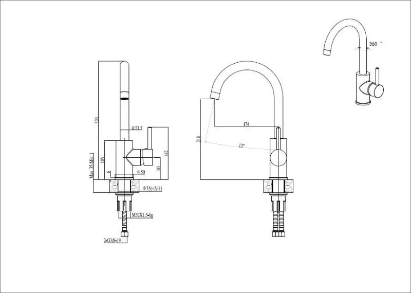 Quadri York Küchenmischarmatur PVD gebürstetes Kupfer mit schwenkbarem Auslauf 1208955906
