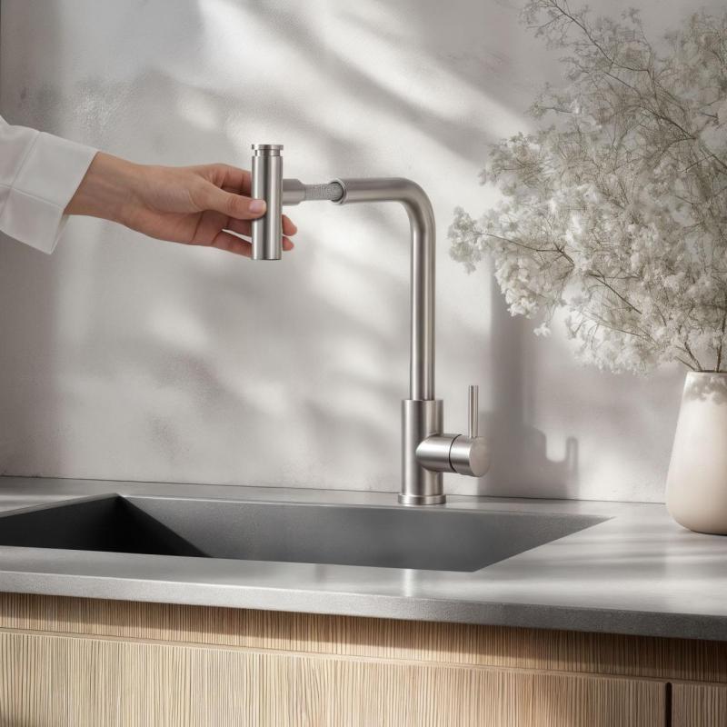 Quadri Cardiff Küchenarmatur mit ausziehbarer Brause mit 2 Strahlarten, Edelstahl 1208955914