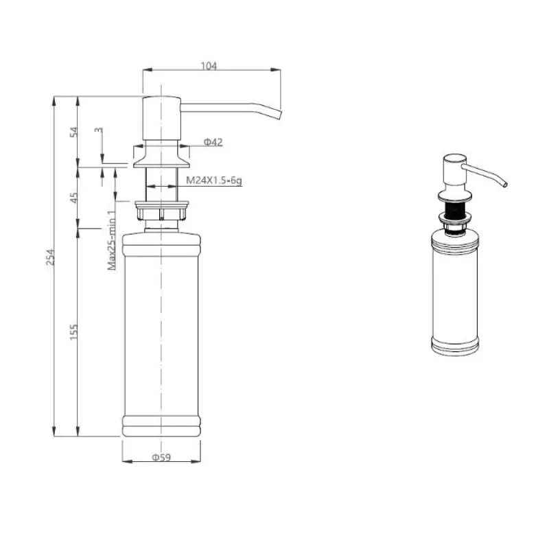 Quadri Manchester Einbau-Seifenspender PVD Gold, von oben nachfüllbar 1208955930