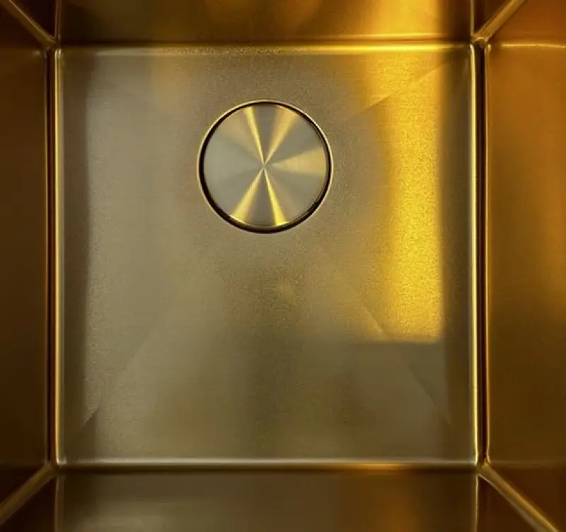 Quadri Abflussdeckel, Korbstecker-Kappe PVD Gold, Deckel für Spülbecken 11,5cm 1208956040