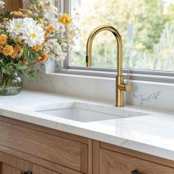 Quadri Retford Küchenarmatur Gold mit abnehmbarem Auslauf und Strahleinstellung 1208956085