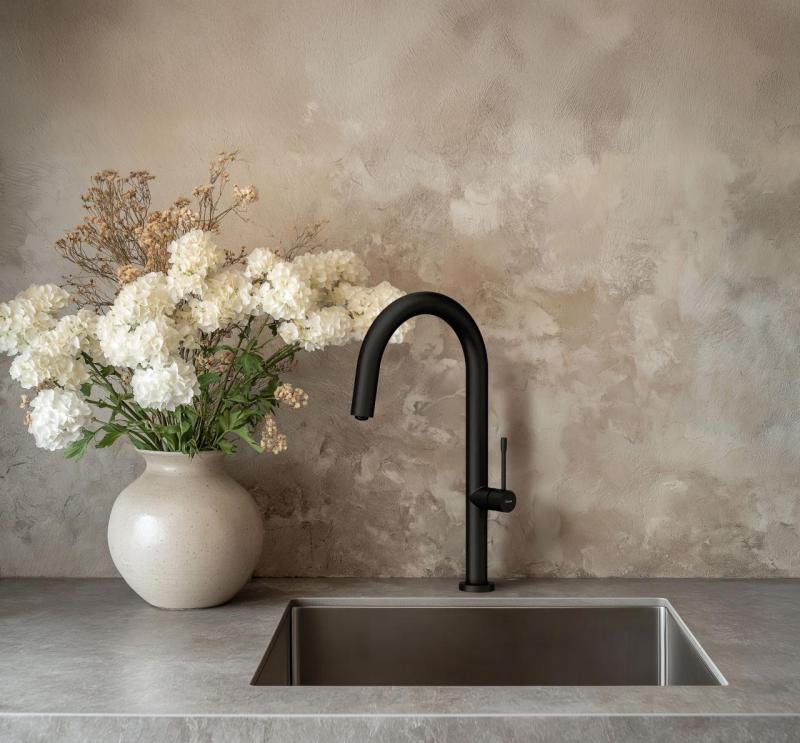 Quadri Brighton Küchenarmatur Schwarz matt mit schwenkbarem Auslauf 1208956107