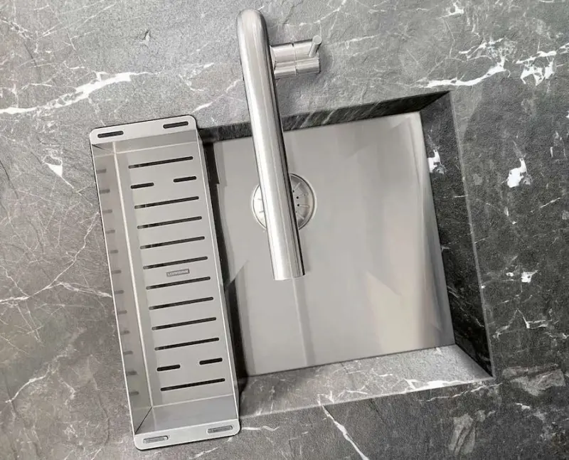 Lorreine 42WT Edelstahlspüle 42x42cm zum Einbau in einer Arbeitsplatte aus Keramik oder Naturstein 1208956234