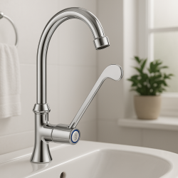 PB Clinic behindertengerechte Armatur Kaltwasserhahn mit langem Hebel, Chrom, hohes Modell 1208956277