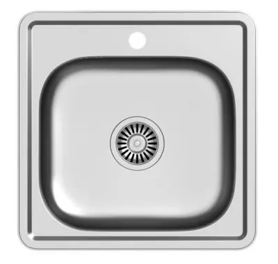 Aquadesign Basic quadratisches Edelstahlspülbecken 48 x 48 cm Aufsatz mit Hahnloch 1208956284