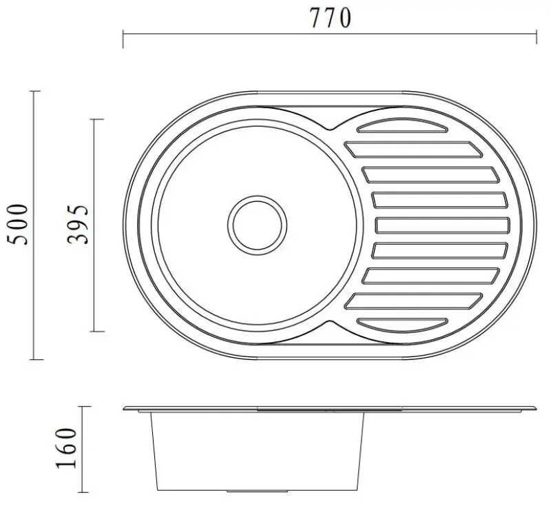 Aquadesign Basic Edelstahl-Spülbecken mit Abtropffläche reversibel 77x50cm, Oberflächen-Einbau 1208956287