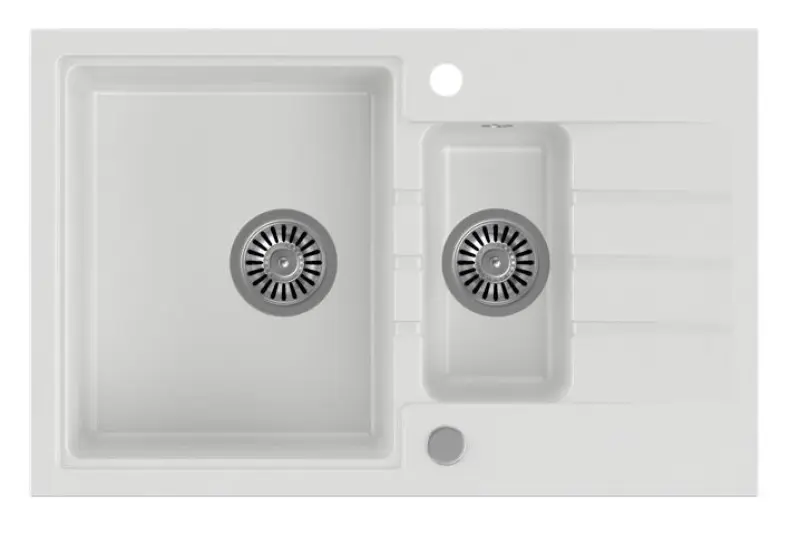 Quadri Cardigan weiße 1,5 Granit-Spüle mit Abtropffläche, reversibel, 78x50cm, Oberflächen-Einbau 1208956312