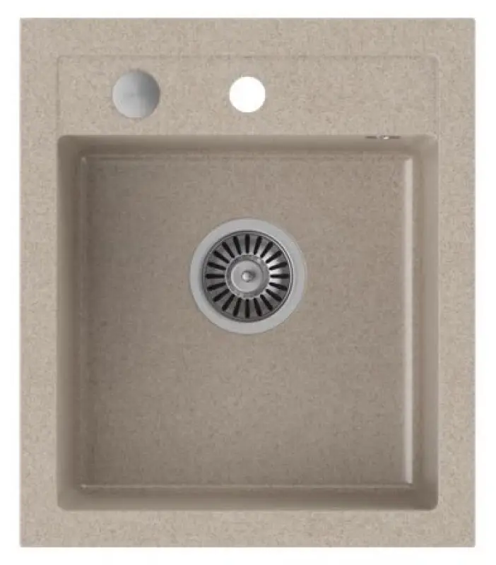 Quadri London Granit Sand-Beige Spülbecken 43x50 cm mit Hahnloch 1208956319