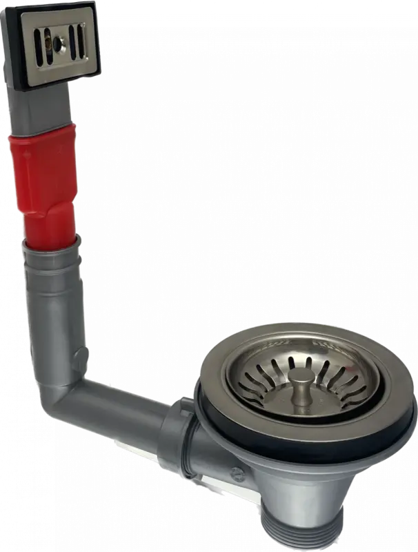 PB Classic Edelstahl-Ablaufgarnitur mit Überlauf für Küchenspüle und Korbstecker, verschließbar 1208956477