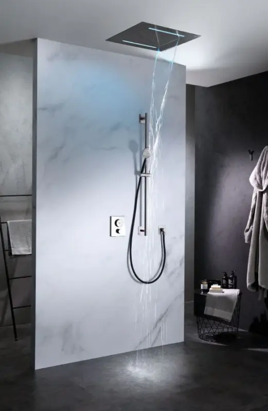 SB Square 316 Einbau-Regendusche Velvet Temptation mit LED-Chromotherapie und Wasserfall, gebürstetes PVD Gun Metal 1208956746