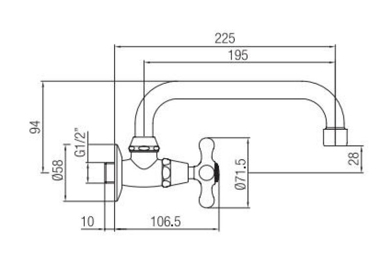 PB Classic Wand-Kaltwasserarmatur mit Sterngriff und schwenkbarem Auslauf, Bronze 1208956897