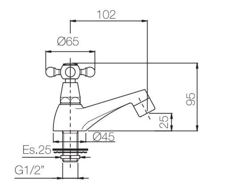PB Classic Kaltwasserarmatur mit Sterngriff, niedriges Modell, Chrom 1208956901