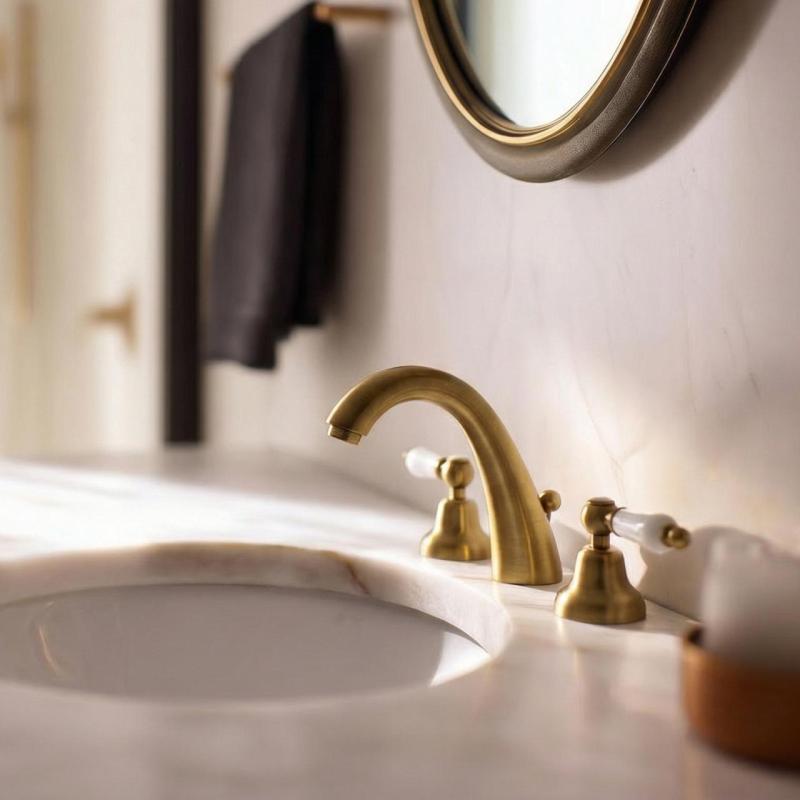 PB classic Wasserhahn 3-Loch-Waschtischarmatur, weiße Hebel, Bronze 1208956910