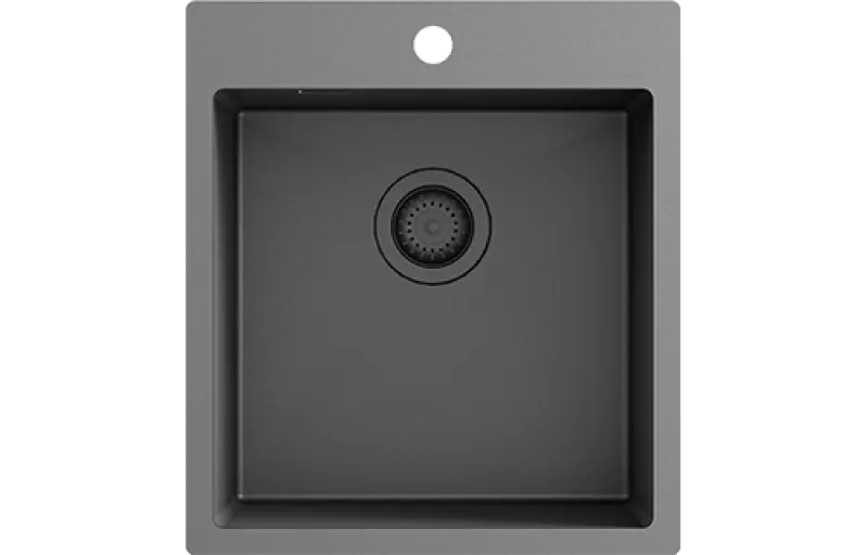 Ausmann Turt Gun Metal Spüle 450x505mm mit Hahnloch, Unterbau, flächenbündiger und Oberflächen-Einbau 1208956960