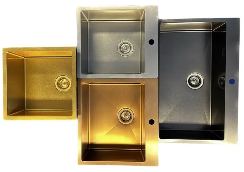 Ausmann Turt Gun Metal Spüle 450x505mm mit Hahnloch, Unterbau, flächenbündiger und Oberflächen-Einbau 1208956960